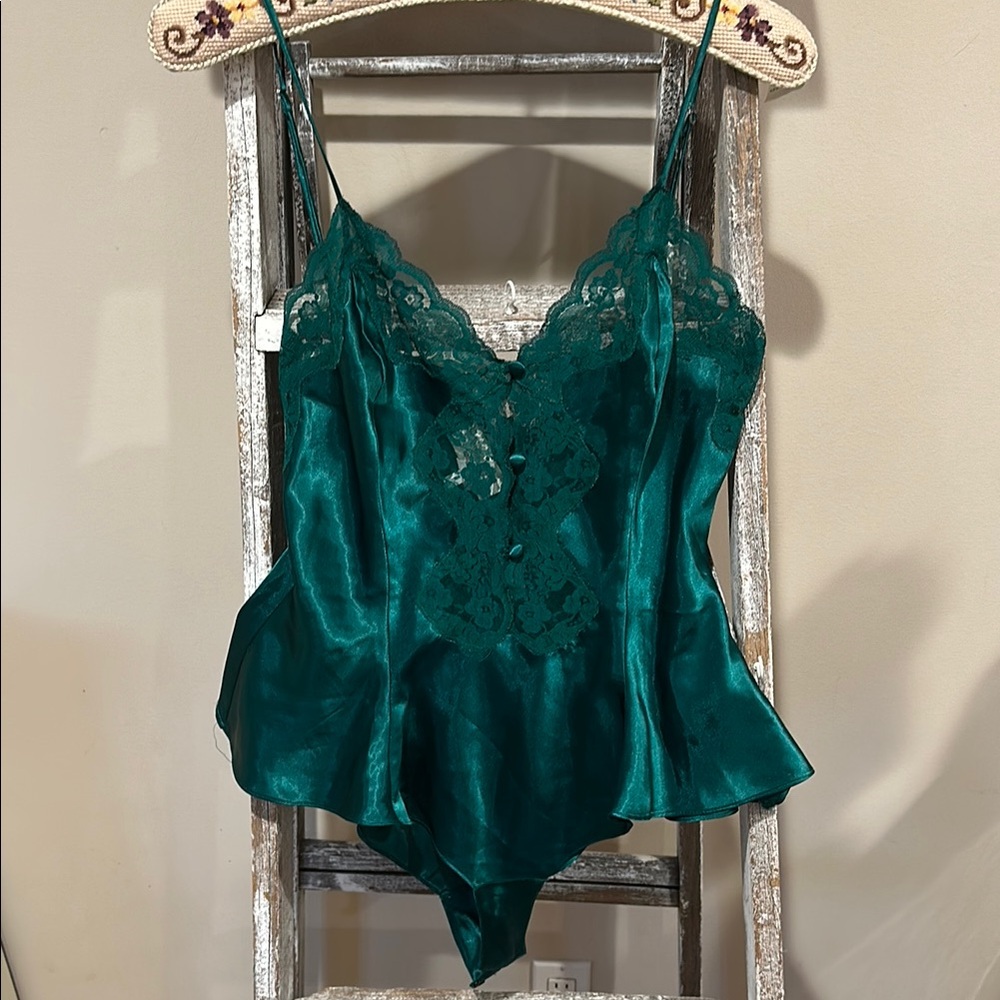 Victoria's Secret Teal Lace Satin Bodysuit